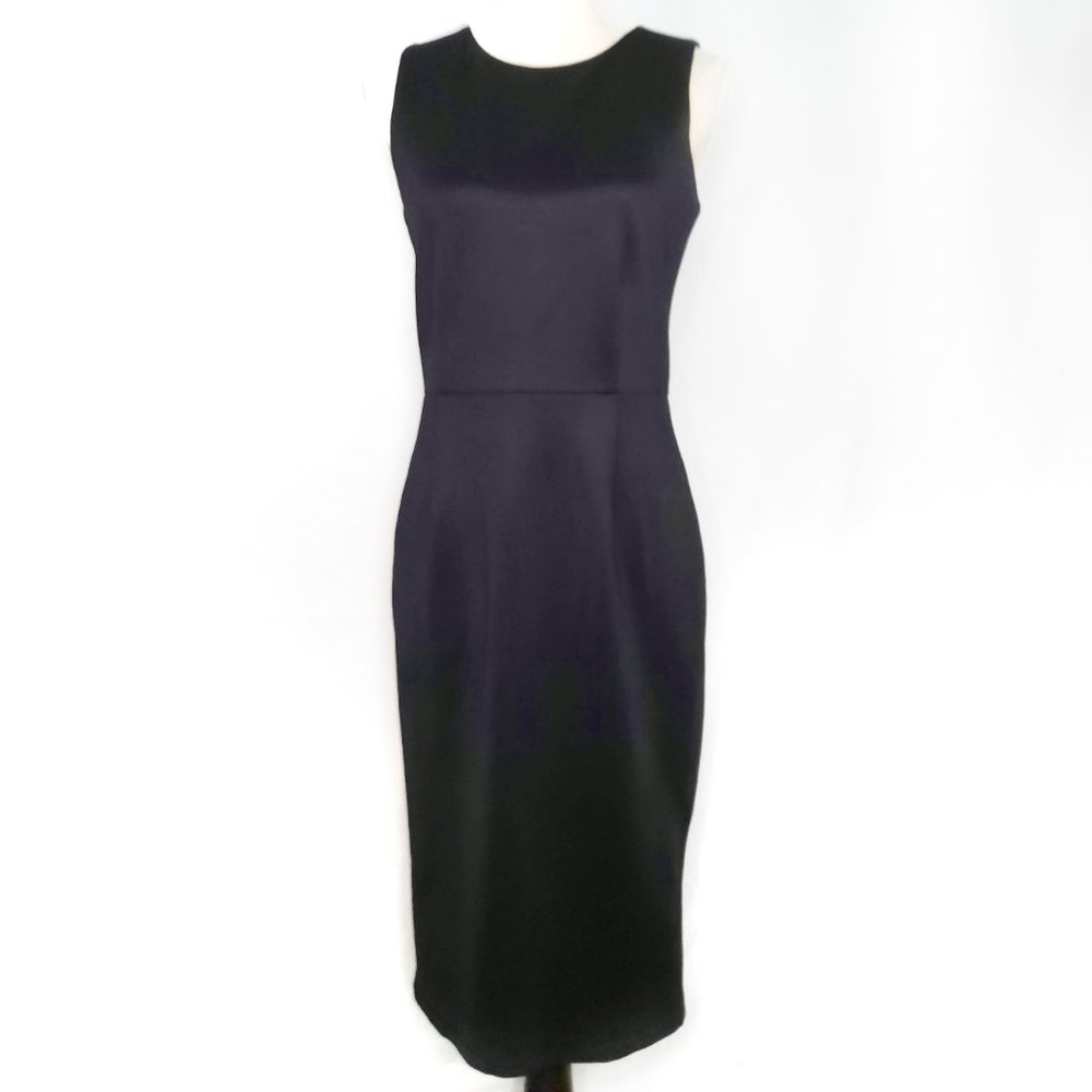 Yumi Kim Black Satin Sleeveless Sheath Dress